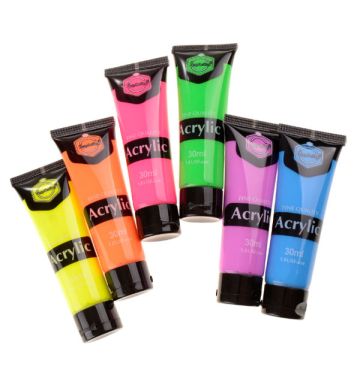  Set of acrylic neon paints - 6 pieces