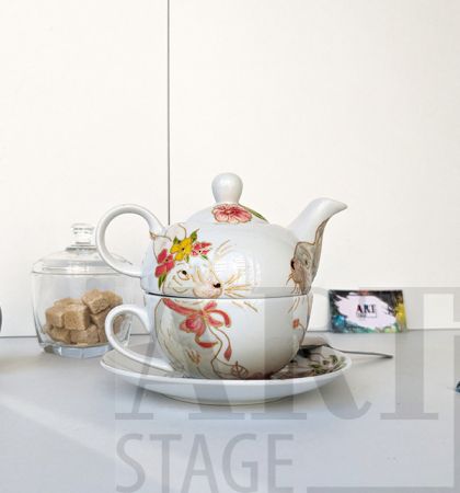 Hand painted ceramic teapot - Easter