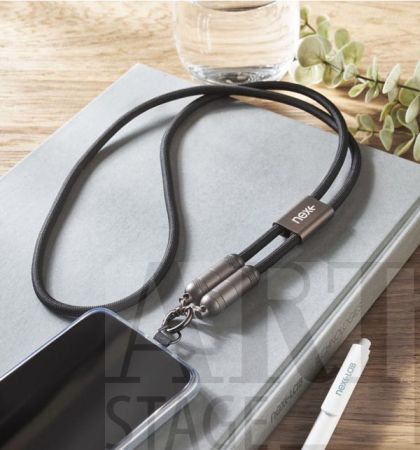 Lanyard charging and data transfer cable