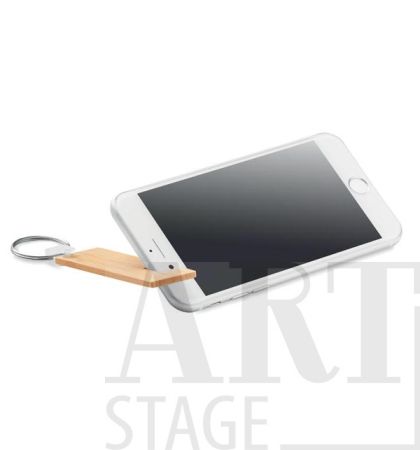 Bamboo key ring with phone stand functionality