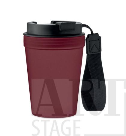 Single wall tumbler in PP, with RPET polyester strap