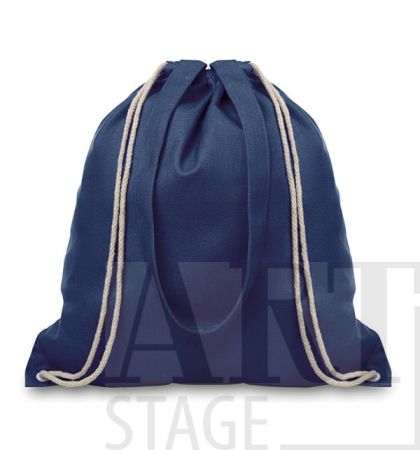 Canvas shopping bag with long handles and drawstring