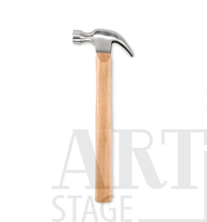 Claw hammer with steel head and beech wood shaf