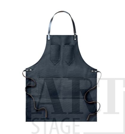Apron in waxed canvas with leather details