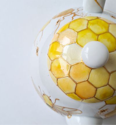 Hand painted ceramic teapot - Bees