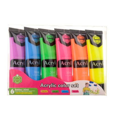  Set of acrylic neon paints - 6 pieces