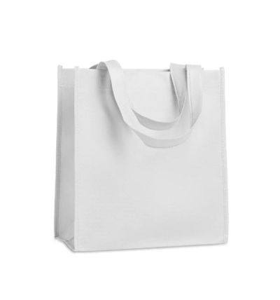 Nonwoven heat sealed shopping bag with short handles
