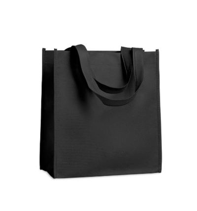 Nonwoven heat sealed shopping bag with short handles