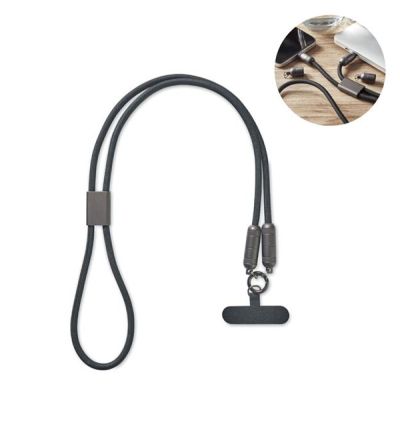 Lanyard charging and data transfer cable
