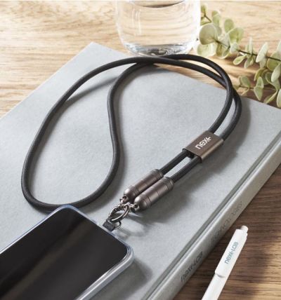Lanyard charging and data transfer cable