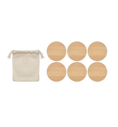 Set of 6 round bamboo coasters 