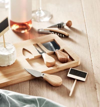 Bamboo cheese set with a serving board