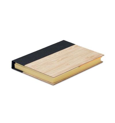 3 piece sticky note memo pad with bamboo cover