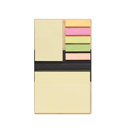3 piece sticky note memo pad with bamboo cover