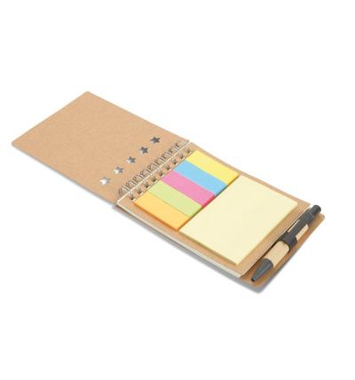 Recycled notepad with pen and sticky notes memo pad