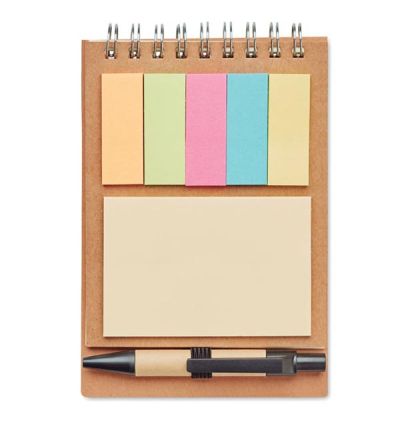 Recycled notepad with pen and sticky notes memo pad