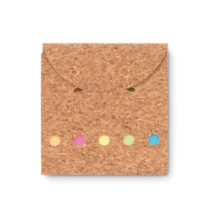 Sticky note memo pad with cork envelope cover