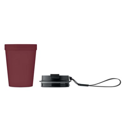 Single wall tumbler in PP, with RPET polyester strap