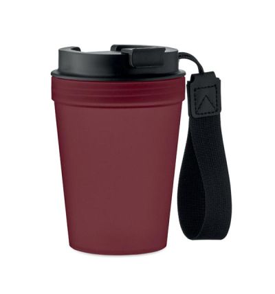 Single wall tumbler in PP, with RPET polyester strap