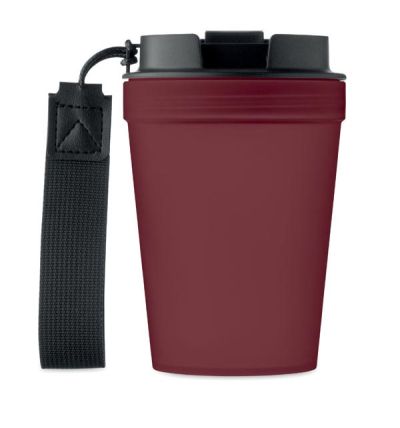 Single wall tumbler in PP, with RPET polyester strap