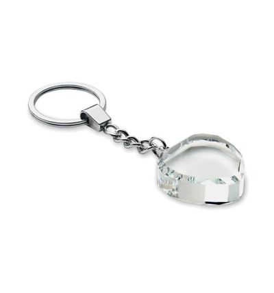 Glass heart award key ring in a gift box