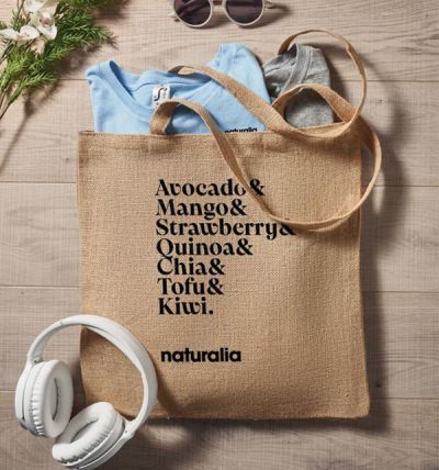 Jute shopping bag with long handles