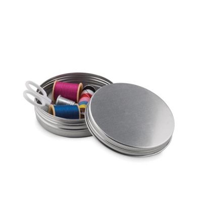 Sewing kit in tin box