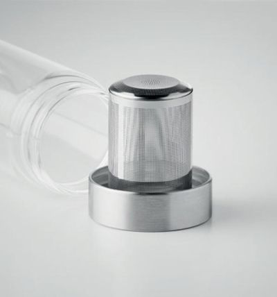 Single wall in glass bottle with tea infuser